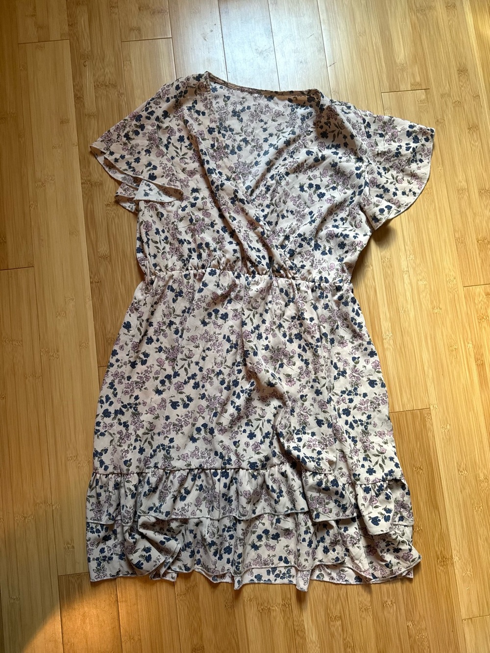 SHEIN Pink Floral Ruffle Mini Dress
